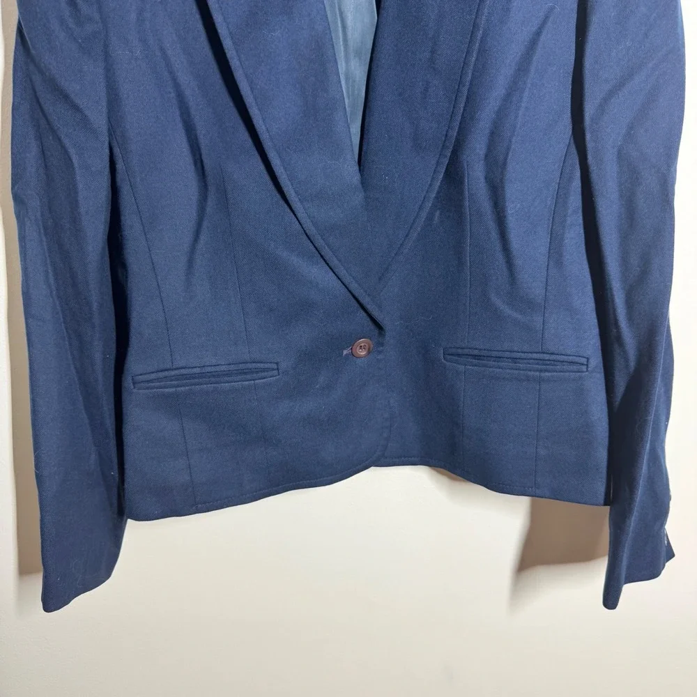 Pendleton Vintage Navy Blue 100% Virgin Wool Single Button Blazer Made in USA